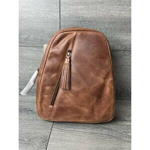 HADAKI NOLA Leather Backpack cognac color women bag